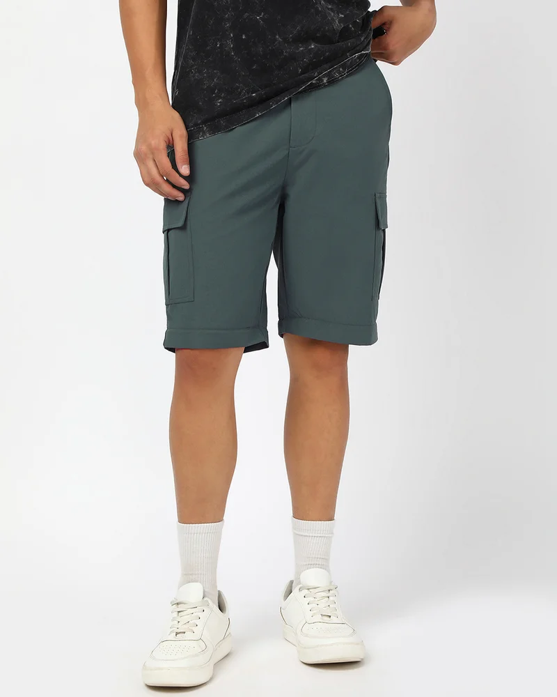 بيواكوف Men's Green Zip-Off Convertible Cargo Pants
